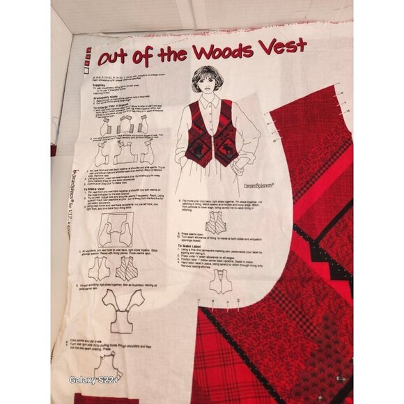 DREAMSPINNERS - Red Black Fabric Panel, Out of the Woods Adult Vest Panel by VIP - Picture 6 of 7